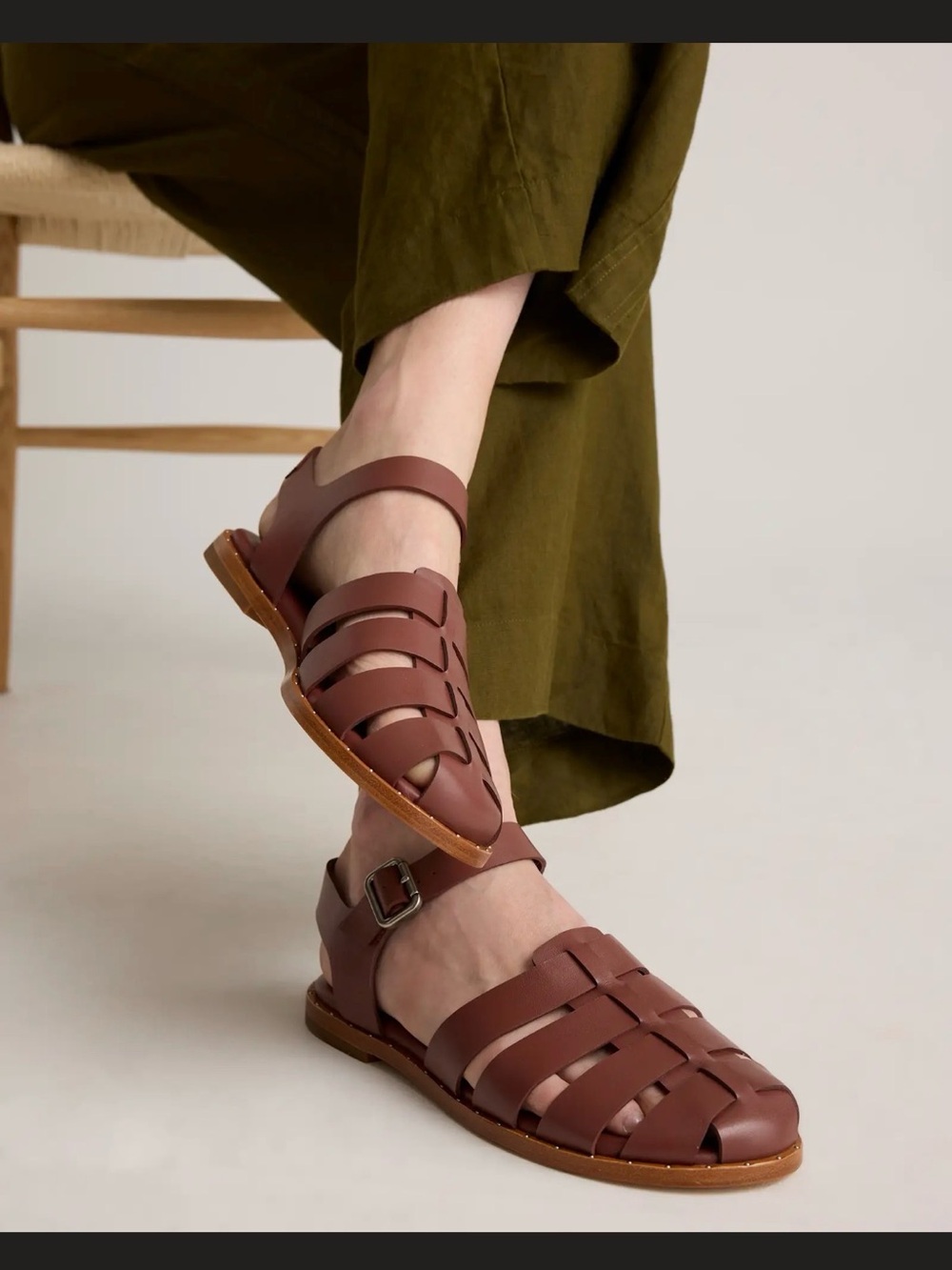 Quince Brown Leather Fisherman Sandals - Picture 4 of 13